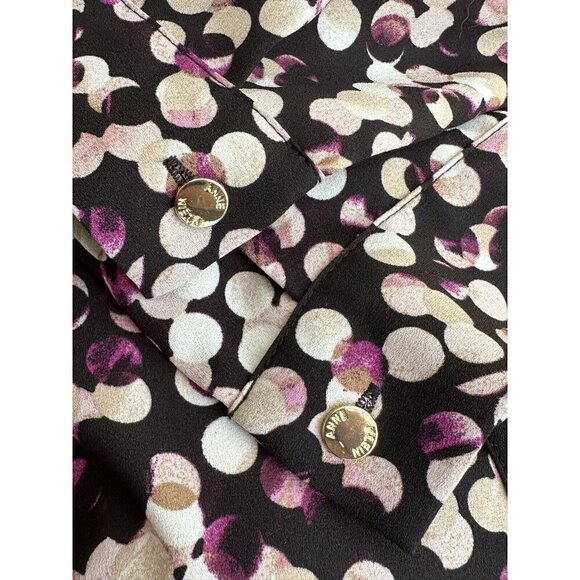 Anne Klein Multicolor Crew Neck 1/4-Button Up Long Sleeve Shift Dress Women Sz M - Picture 9 of 12